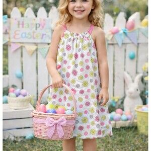 Girls' Pink & Yellow Floral Sundress - White Base